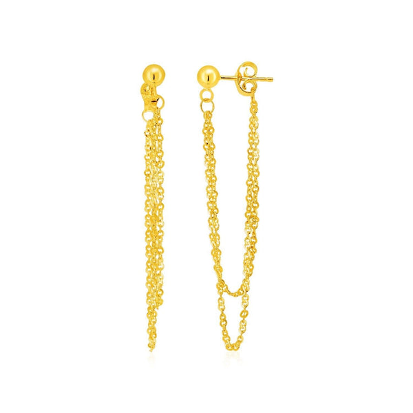 Hanging Chain Post Earrings in 14k Yellow Gold - Stellar Real