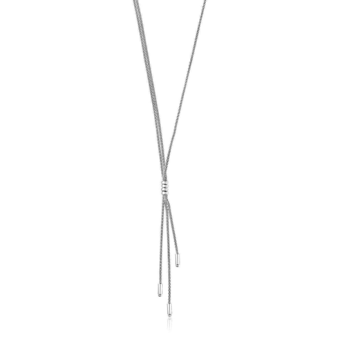 Sterling Silver Three Strand Lariat Necklace with Polished Bars