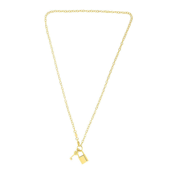 Necklace with Lock and Key in 14k Yellow Gold - Stellar Real