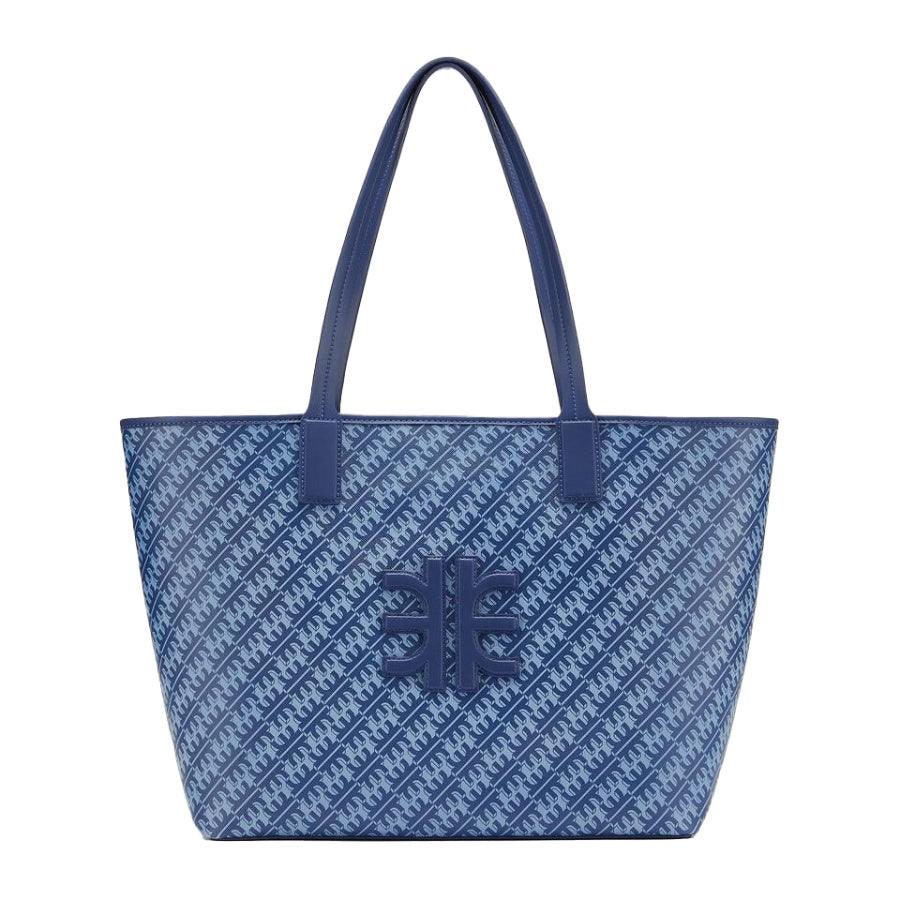 Navy Blue FEI Monogram Tote Shoulder Bag - Stellar Real