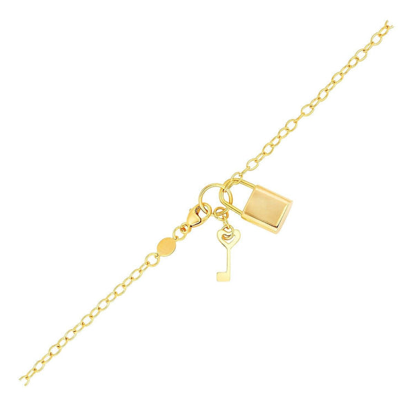 Bracelet with Lock and Key in 14k Yellow Gold - Stellar Real