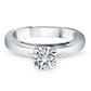 14k White Gold Classic Wide Band Cathedral Solitaire Engagement Ring