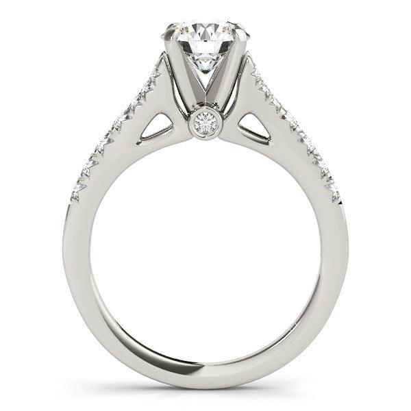 14k White Gold Split Shank Prong Set Diamond Engagement Ring (1 3/8 cttw) - Stellar Real