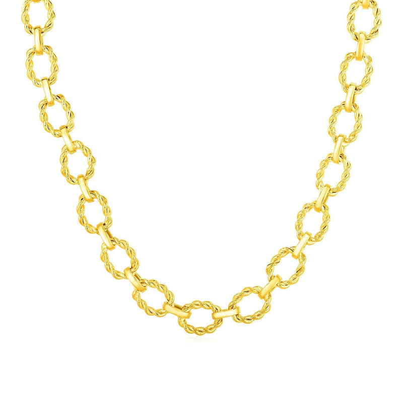 14k Yellow Gold Twisted Oval Link Necklace - Stellar Real