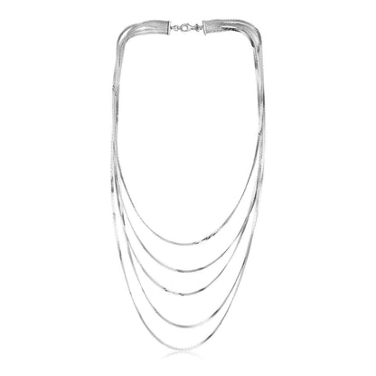 Sterling Silver Five Strand Polished Chain Necklace