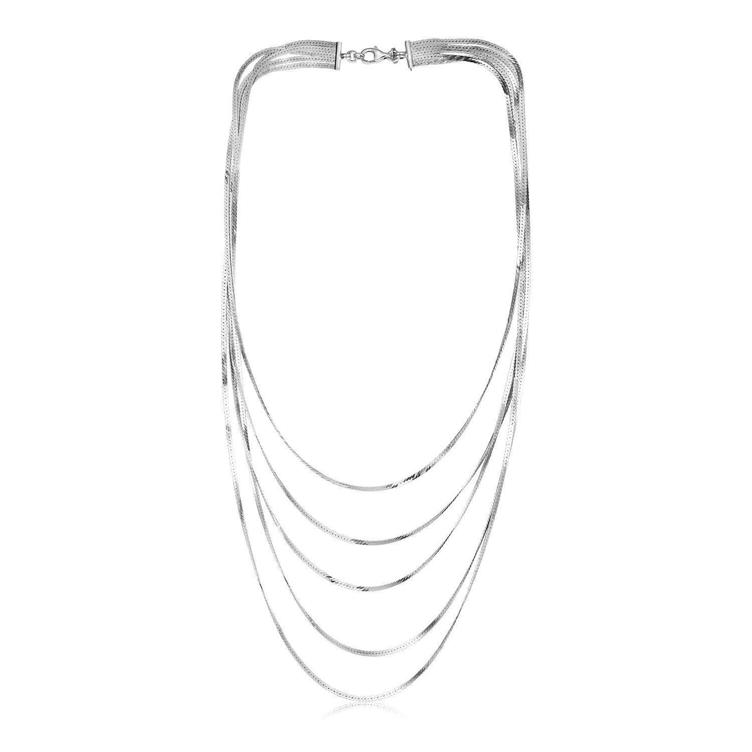 Sterling Silver Five Strand Polished Chain Necklace - Stellar Real