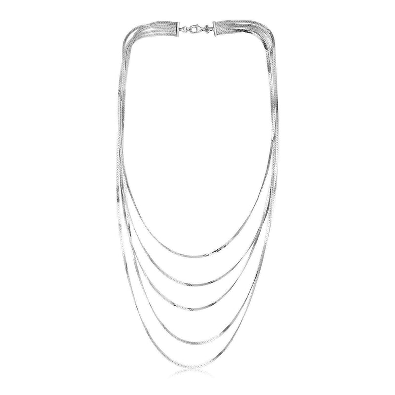 Sterling Silver Five Strand Polished Chain Necklace - Stellar Real