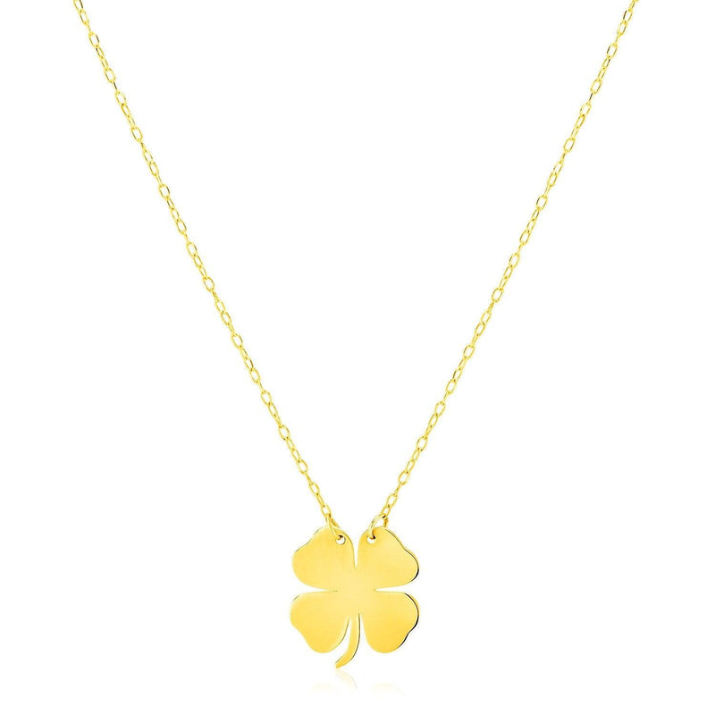 14K Yellow Gold Four Leaf Clover Necklace - Stellar Real