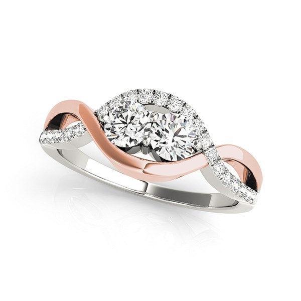 14k White And Rose Gold Infinity Style Two Stone Diamond Ring (5/8 cttw) - Stellar Real