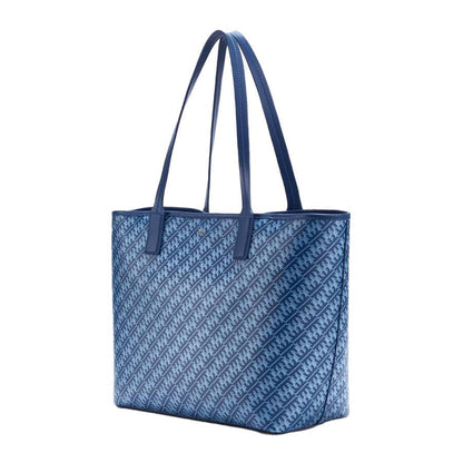 Navy Blue FEI Monogram Tote Shoulder Bag - Stellar Real