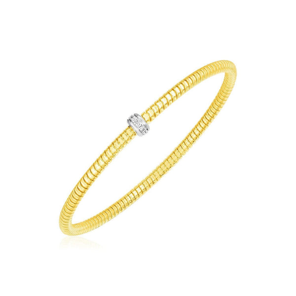 14k Yellow Gold Stretch Bangle with Diamonds - Stellar Real