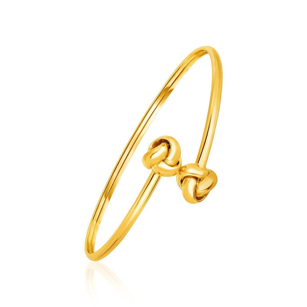 Bypass Bangle with Love Knots in 14k Yellow Gold - Stellar Real