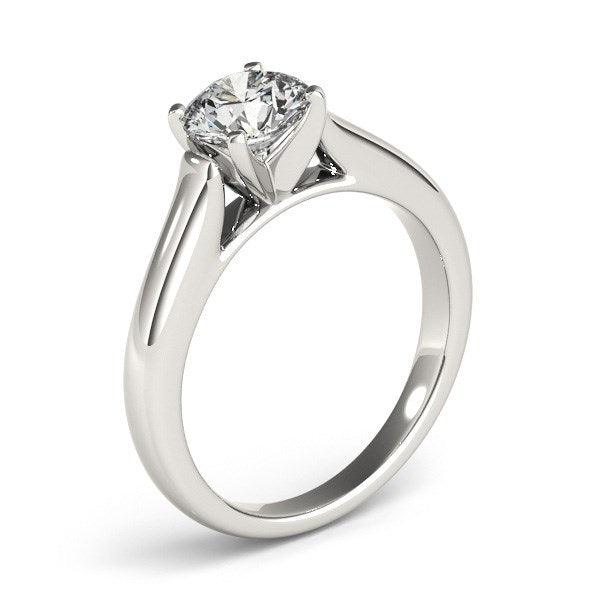 14k White Gold Cathedral Design Solitaire Diamond Engagement Ring (1 cttw) - Stellar Real
