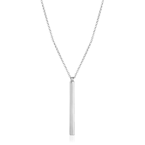 Sterling Silver 24 inch Necklace with Long Polished Bar Pendant - Stellar Real