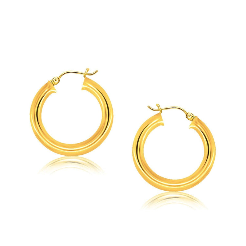 14k Yellow Gold Polished Hoop Earrings (30 mm) - Stellar Real