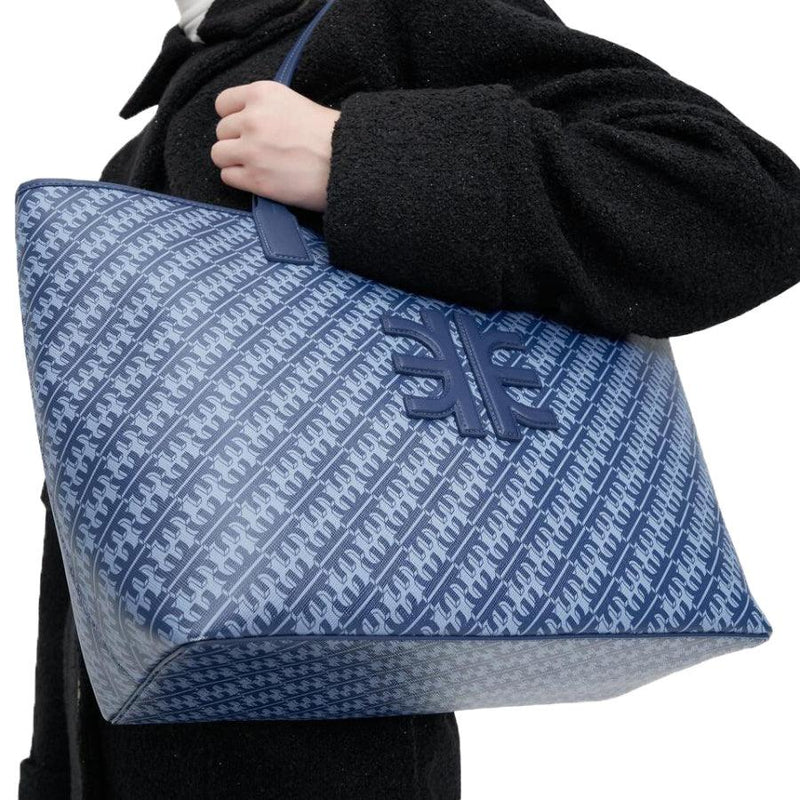 Navy Blue FEI Monogram Tote Shoulder Bag - Stellar Real