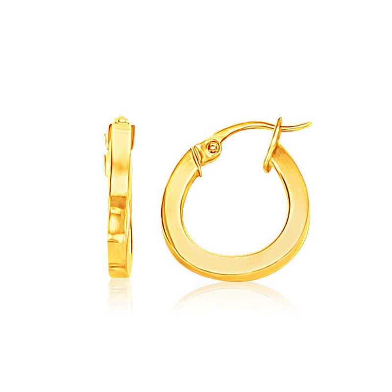 14k Yellow Gold Flat Side Small Hoop Earrings - Stellar Real