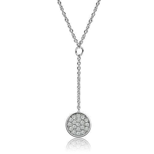 Rhodium Brass Necklace with CZ in Clear - Stellar Real
