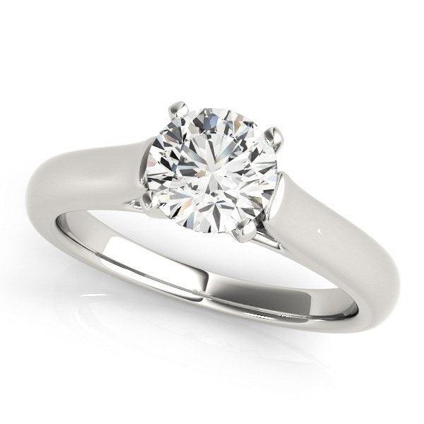 14k White Gold Cathedral Design Solitaire Diamond Engagement Ring (1 cttw) - Stellar Real