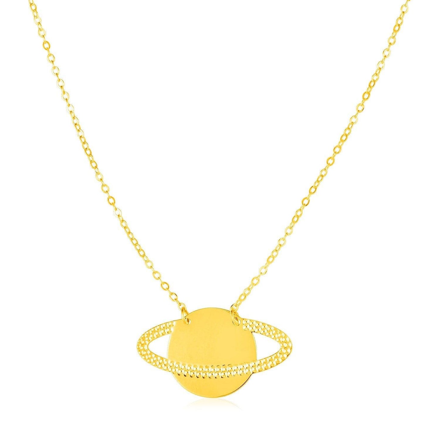14K Yellow Gold Saturn Necklace