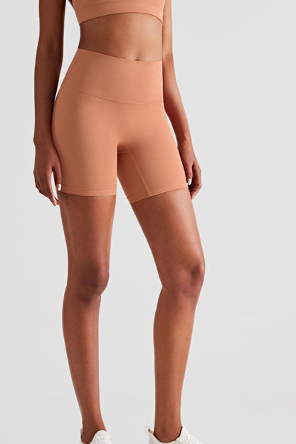 High-Rise Elastic Waistband Biker Shorts - Stellar Real