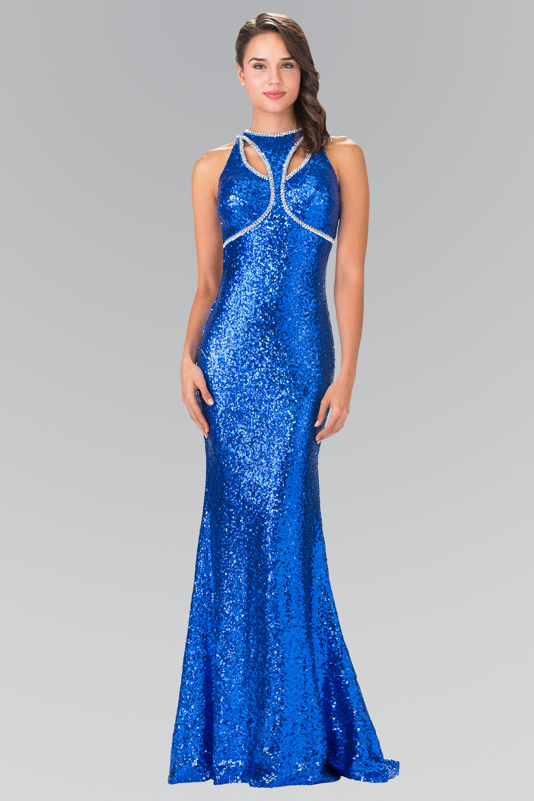 Jewel Embellished Sequin Long Dress GLGL2217-14