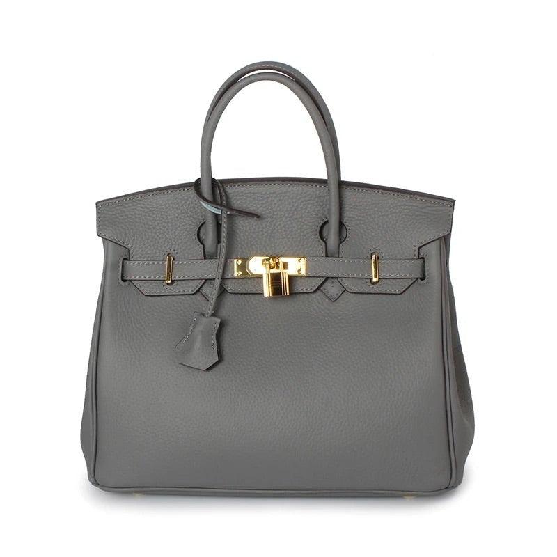 Genuine Leather Tote Padlock Designer Bag 35 - Stellar Real